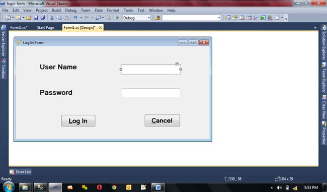 textbox and buttons on forn